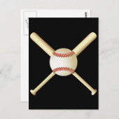 BASEBALBATTE UND BALL POSTKARTE (Vorne/Hinten)