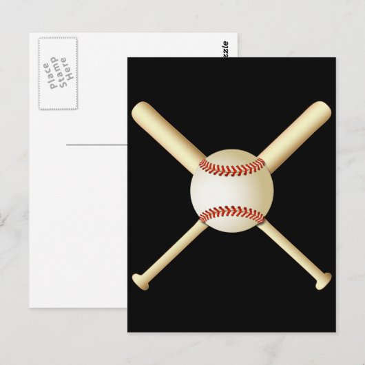 BASEBALBATTE UND BALL POSTKARTE (Vorne/Hinten)