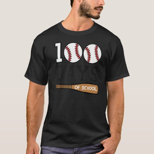 Baseball 100 Days of School Happy 100th Day Teache T-Shirt (Vorderseite)