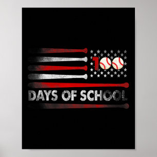 Baseball 100 Tage der Schule Baseball 100 Tage Tee Poster