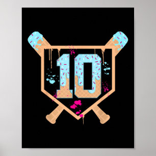 Baseball 10 Jahre alt Eis Tropfen 10. Geburtstag Poster