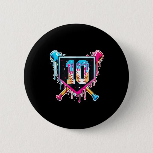 Baseball 10-jähriger Junge Eis Drip 10. Button (Vorderseite)