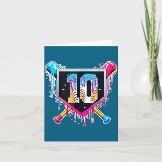 Baseball 10-jähriger Junge Eis Drip 10. Karte (Vorderseite)
