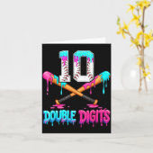 Baseball 10 Year Old Ice Cream Drip 10th Bday Doub Karte (Gelbe Blume)