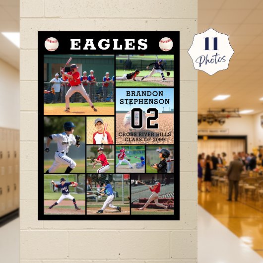 Baseball 11 Foto-Collage Spielername Nummer Poster