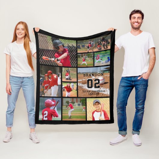 Baseball 11 FotoCollage Personalisiert Fleecedecke (Beispiel)