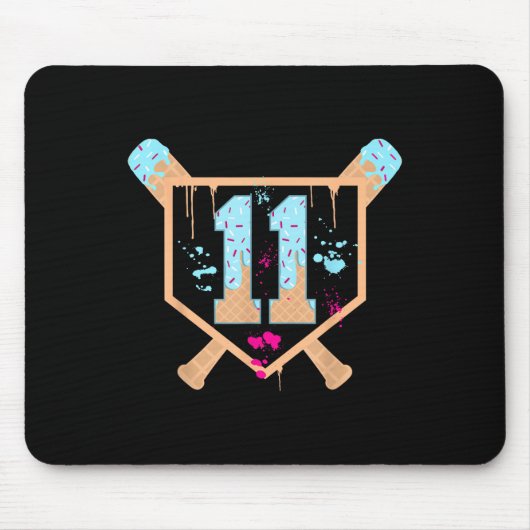 Baseball 11-jähriges Eis Tropfen 11. Geburtstag Mousepad (Vorne)