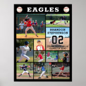 Baseball 11 Photo Collage Player Name Number Poster (Vorne)