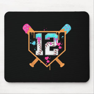Baseball 12. Geburtstag Junge Eiscreme Tropf 12 Ja Mousepad