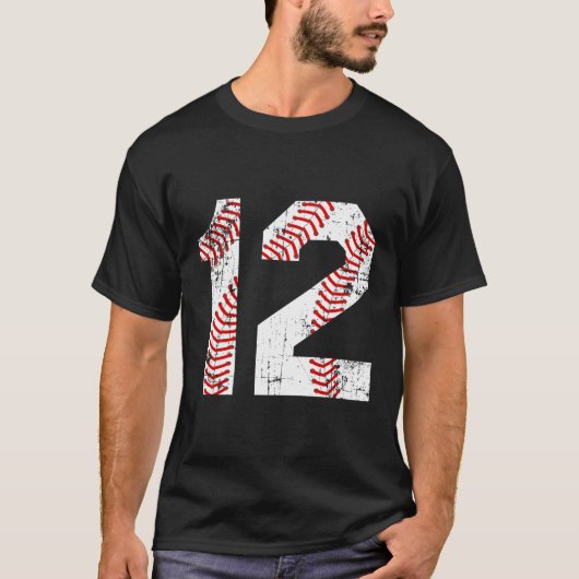 Baseball 12 Jersey-Nummer T-Shirt (Vorderseite)