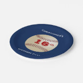 Baseball, 16. Geburtstagsparty, Name, Blau Pappteller (Schrägansicht)