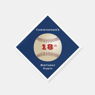 Baseball, 18. Geburtstagsparty, Name, blaues Papie Serviette