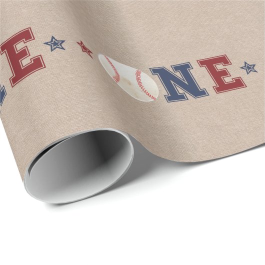 Baseball 1. Geburtstag Geschenkpapier (Rolleneckpunkt)