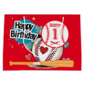 Baseball 1. Geburtstag Große Geschenktüte (Vorderseite)