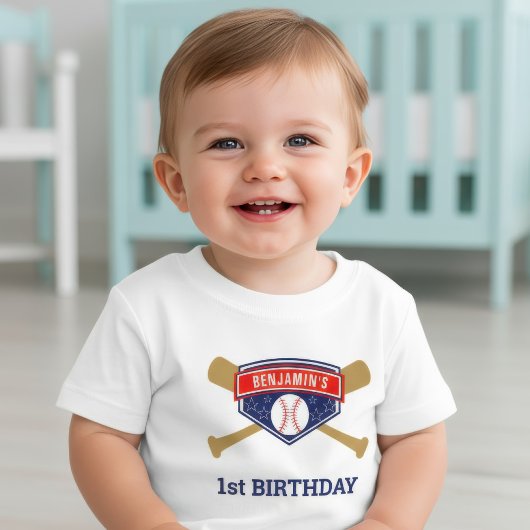 Baseball 1. Geburtstag Party Baby T-shirt
