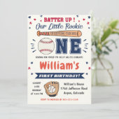 Baseball 1. Geburtstag Party Batter Up Einladung (Stehend Vorderseite)