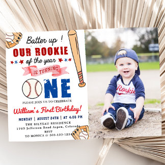 Baseball 1. Geburtstag Party Batter Up Foto Einladung