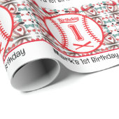 Baseball 1. Geburtstag Party Geschenkpapier (Rolleneckpunkt)