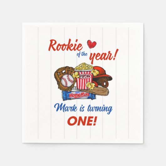 Baseball 1. Geburtstag Party Napkins Serviette (Vorderseite)