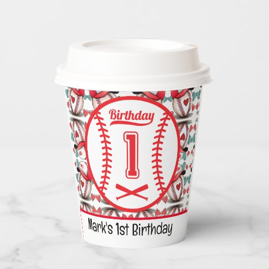 Baseball 1. Geburtstag Party Pappbecher (Vorderseite)