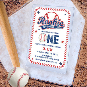 Baseball 1. Geburtstag Rookie des Jahres Acryleinladungen