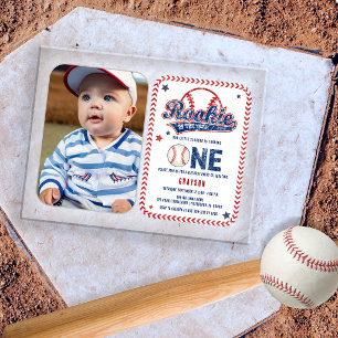 Baseball 1. Geburtstag Rookie-Foto Acryleinladungen