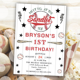 Baseball 1. Geburtstag Vintages Rookie-Party Einladung