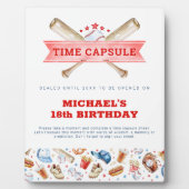 Baseball 1. Geburtstag Zeitkapsel Zeichen Fotoplatte (Vorderseite)