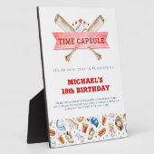 Baseball 1. Geburtstag Zeitkapsel Zeichen Fotoplatte (Seite)