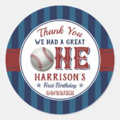 Baseball 1. Geburtstagsfavorit Runder Aufkleber (Vorderseite)