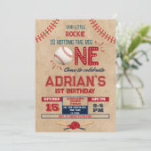 Baseball-1. Geburtstagsjunge Einladung (Stehend Vorderseite)