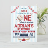 Baseball-1. Geburtstagsjunge Einladung (Stehend Vorderseite)