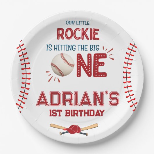 Baseball-1. Geburtstagsjunge Pappteller (Vorderseite)