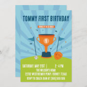 Baseball 1. Geburtstagssportthema Einladung (Vorne/Hinten)