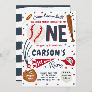 Baseball 1. Zuhause Run Birthday Party Einladung