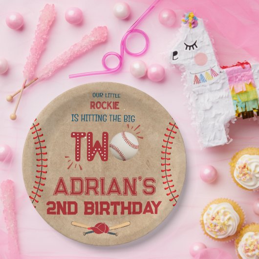 Baseball-2. Geburtstagsjunge Pappteller (Party)