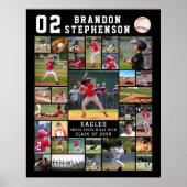 Baseball 30 Photo Collage Player Number Name Poster (Vorne)