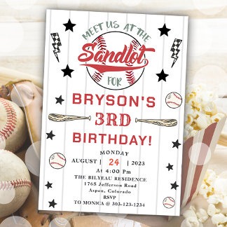 Baseball 3. Geburtstag Vintages Rookie-Party Einladung