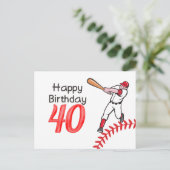 Baseball 40. Geburtstag mit Spieler Postkarte (Stehend Vorderseite)
