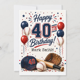 Baseball 40. Geburtstagsfeier Einladung