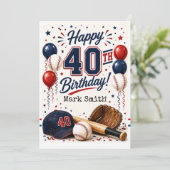 Baseball 40. Geburtstagsfeier  Einladung (Stehend Vorderseite)