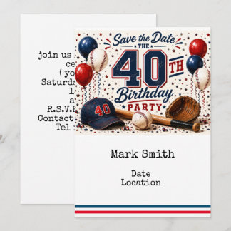 Baseball 40. Geburtstagsfeier Einladung