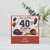 Baseball 40. Geburtstagsfeier  Einladung (Stehend Vorderseite)
