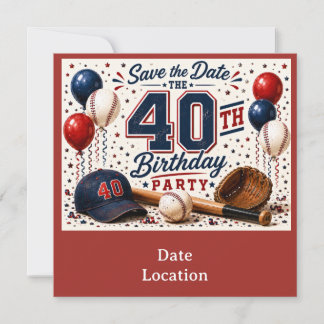 Baseball 40. Geburtstagsfeier Einladung