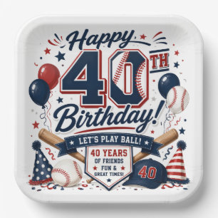 Baseball 40. Geburtstagsfeier Pappteller