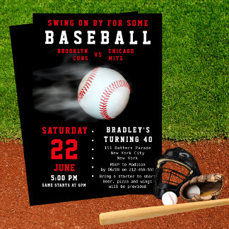 Baseball 40. Geburtstagssport-Party Einladung
