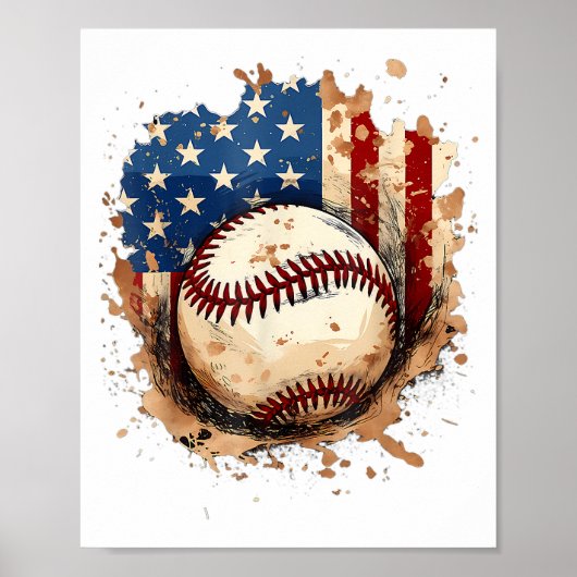 Baseball 4. Juli Männer USA Flaggen Boys Pa Poster (Vorne)