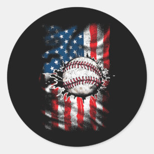 Baseball 4. Juli US-amerikanische Fahne Männer Jun Runder Aufkleber