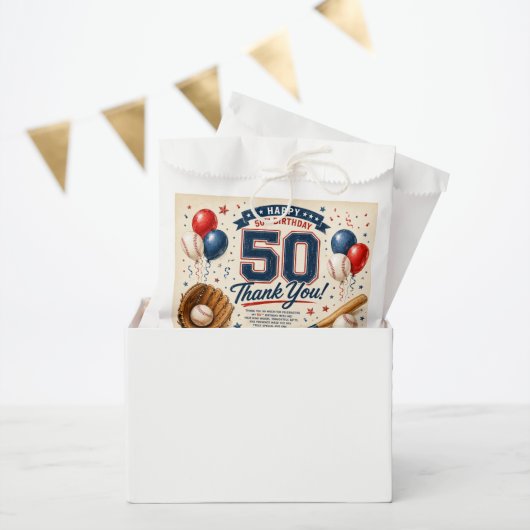 Baseball 50. Geburtstag Danke Geschenktütchen (Party)