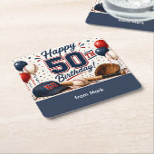 Baseball 50. Geburtstag Danke Rechteckiger Pappuntersetzer (angewinkelt)